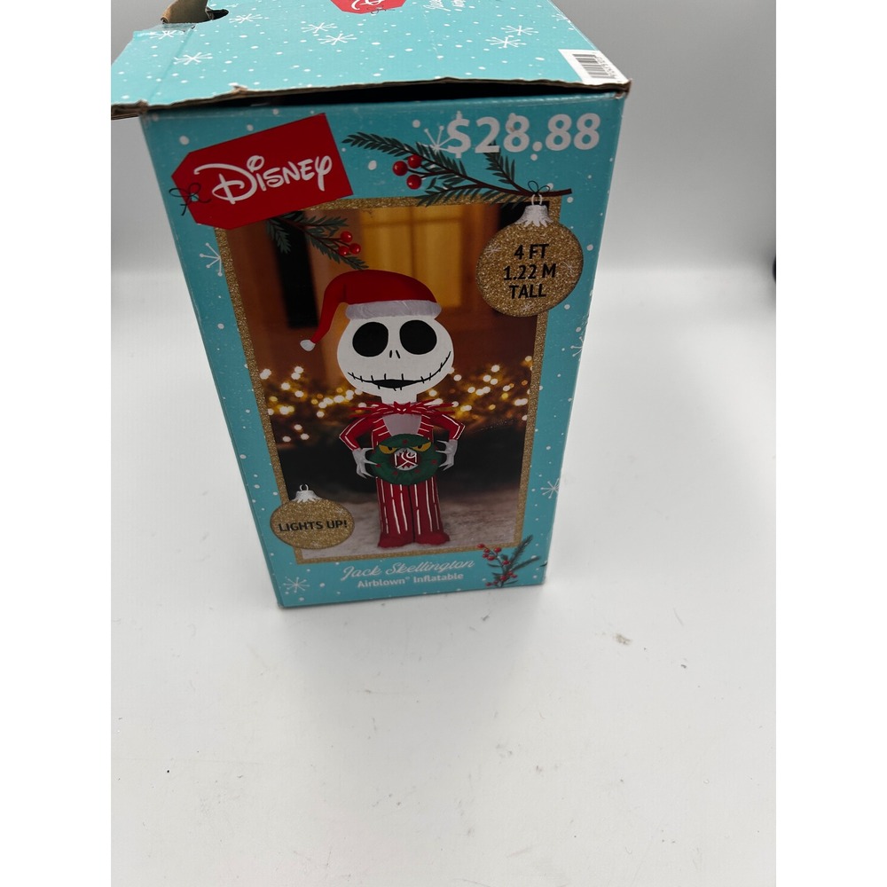 Disney Jack Skellington 4ft Airblown Inflatable Santa Suit Christmas Decor LED